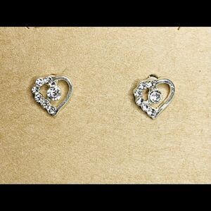 Heart Post Earrings-CZ 